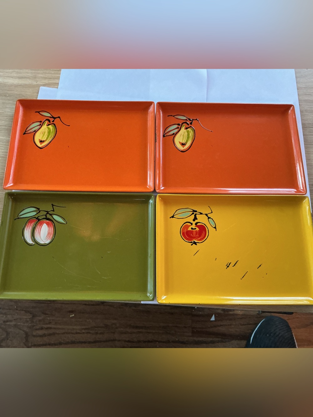 Set of Four Davar Laquer Ware plates from 1965.